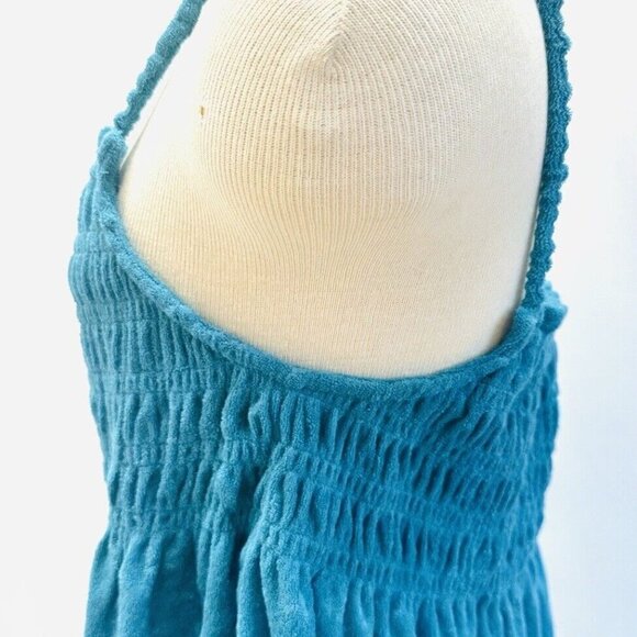 NWT SO Juniors Pullover Shirred Turquoise Terry Cloth Smocked Peplum Tank Sz XXL - Picture 5 of 11